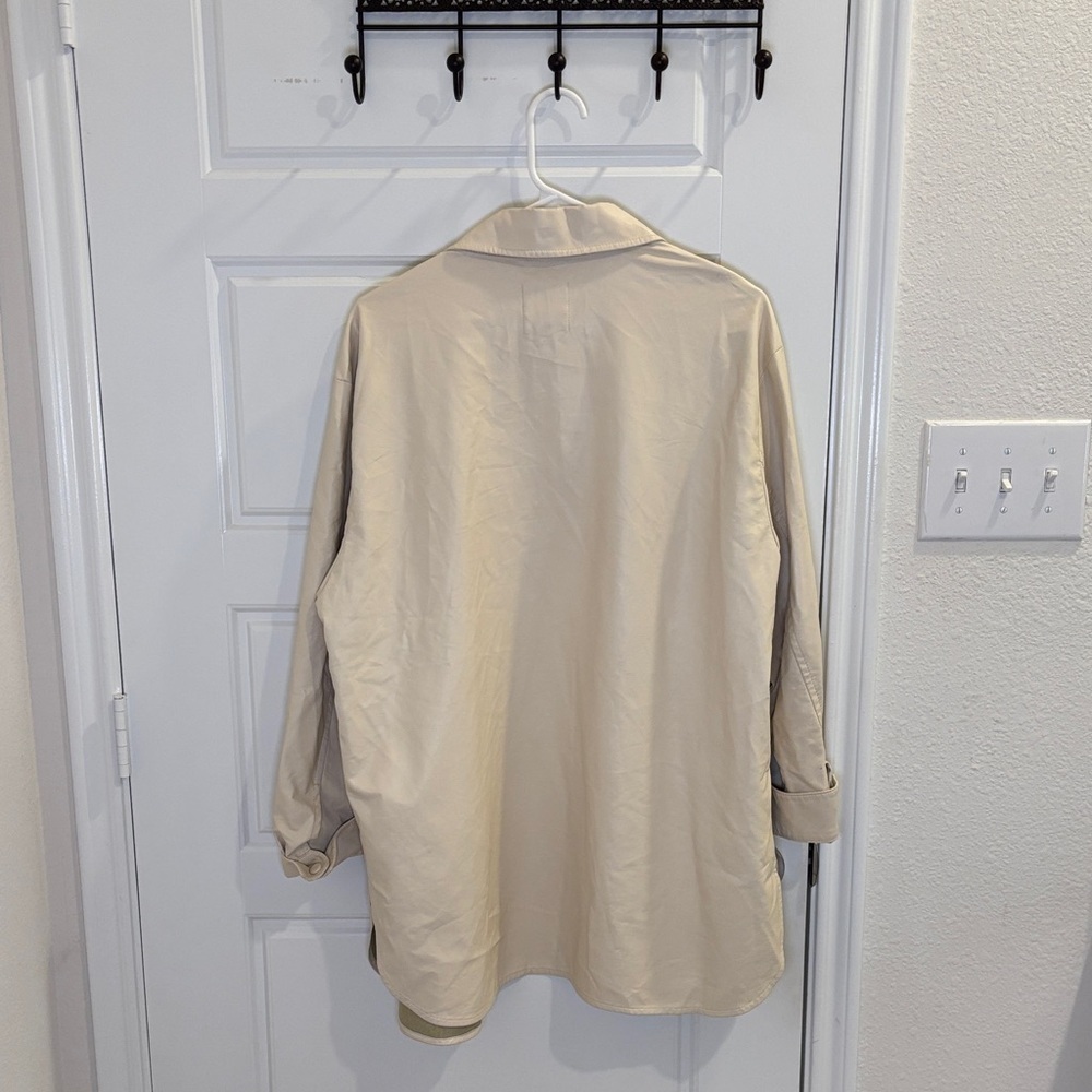 Zara Cream Faux Leather Overshirt Shacket Button Front Jacket XL - Picture 3 of 6